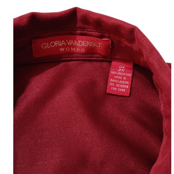 GLORIA VANDERBILT 2X Light Faux Suede Top Blouse Shirt Bronze Snaps Western Red - Picture 7 of 11